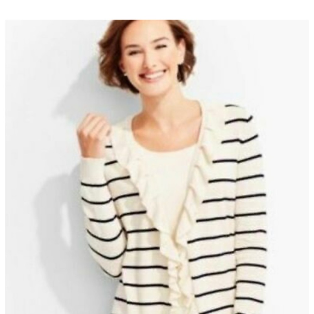 Talbots ruffled cardigan - Picture 2 of 8